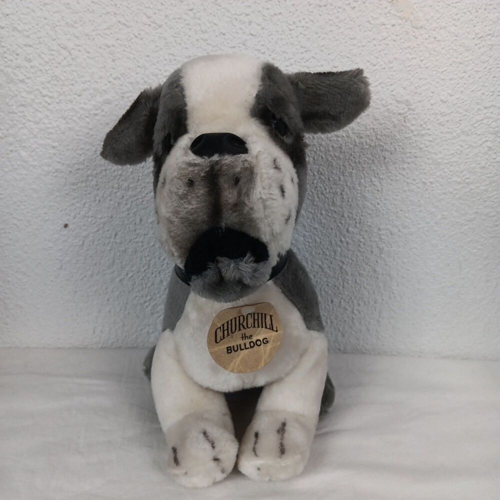 Animal Fair Churchill the Bulldog Plush Sitting Dog 1977 Hard Stuffed Vintage